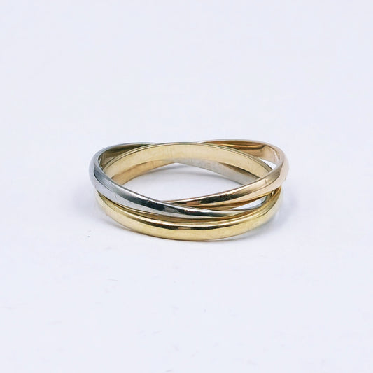 Three-Tone Russian Wedding Band – 9ct Yellow, White & Rose Gold