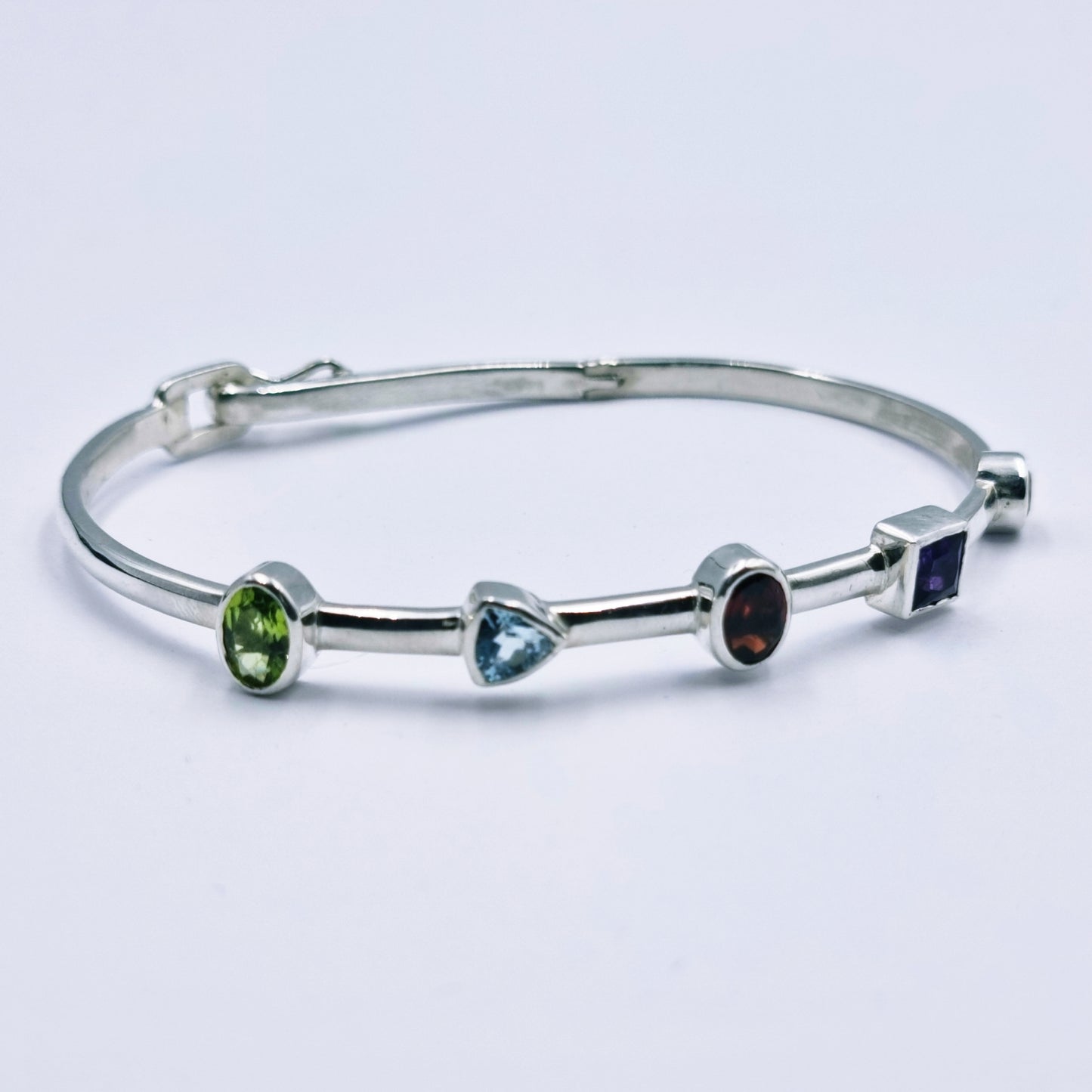 Sterling Silver Multi-Gemstone Bangle