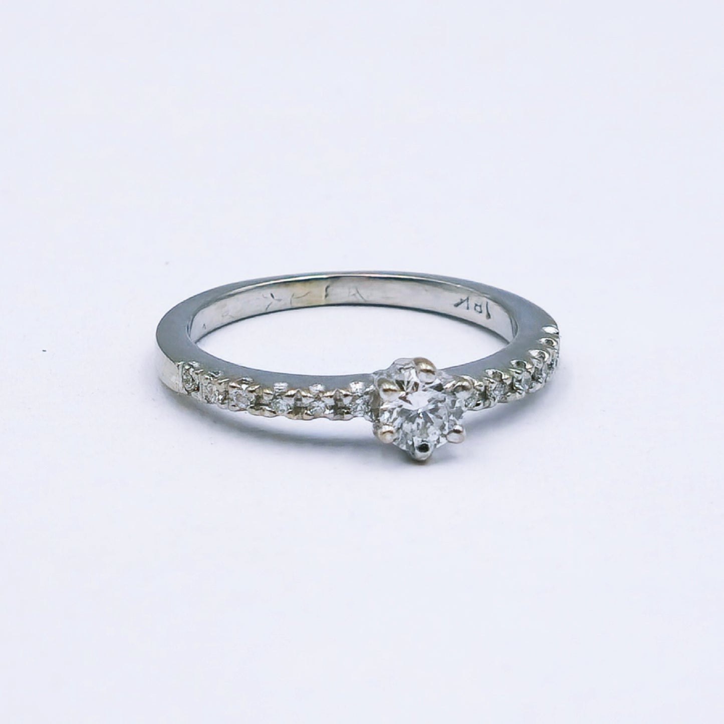 Diamond Solitaire & Side Stones Ring – 18ct White Gold
