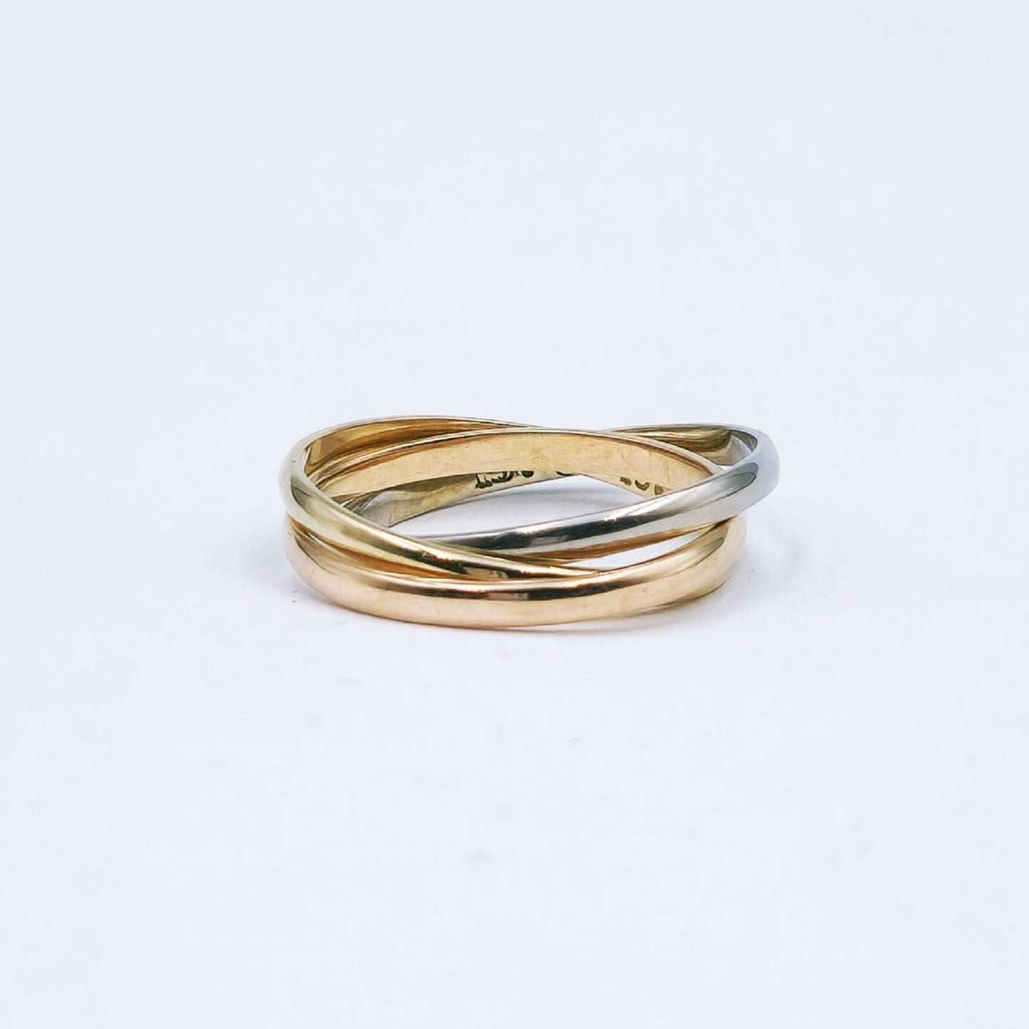 Three-Tone Russian Wedding Band – 9ct Yellow, White & Rose Gold