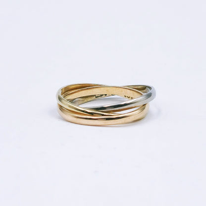 Three-Tone Russian Wedding Band – 9ct Yellow, White & Rose Gold