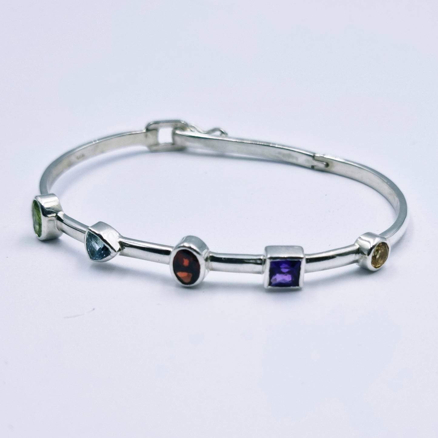 Sterling Silver Multi-Gemstone Bangle