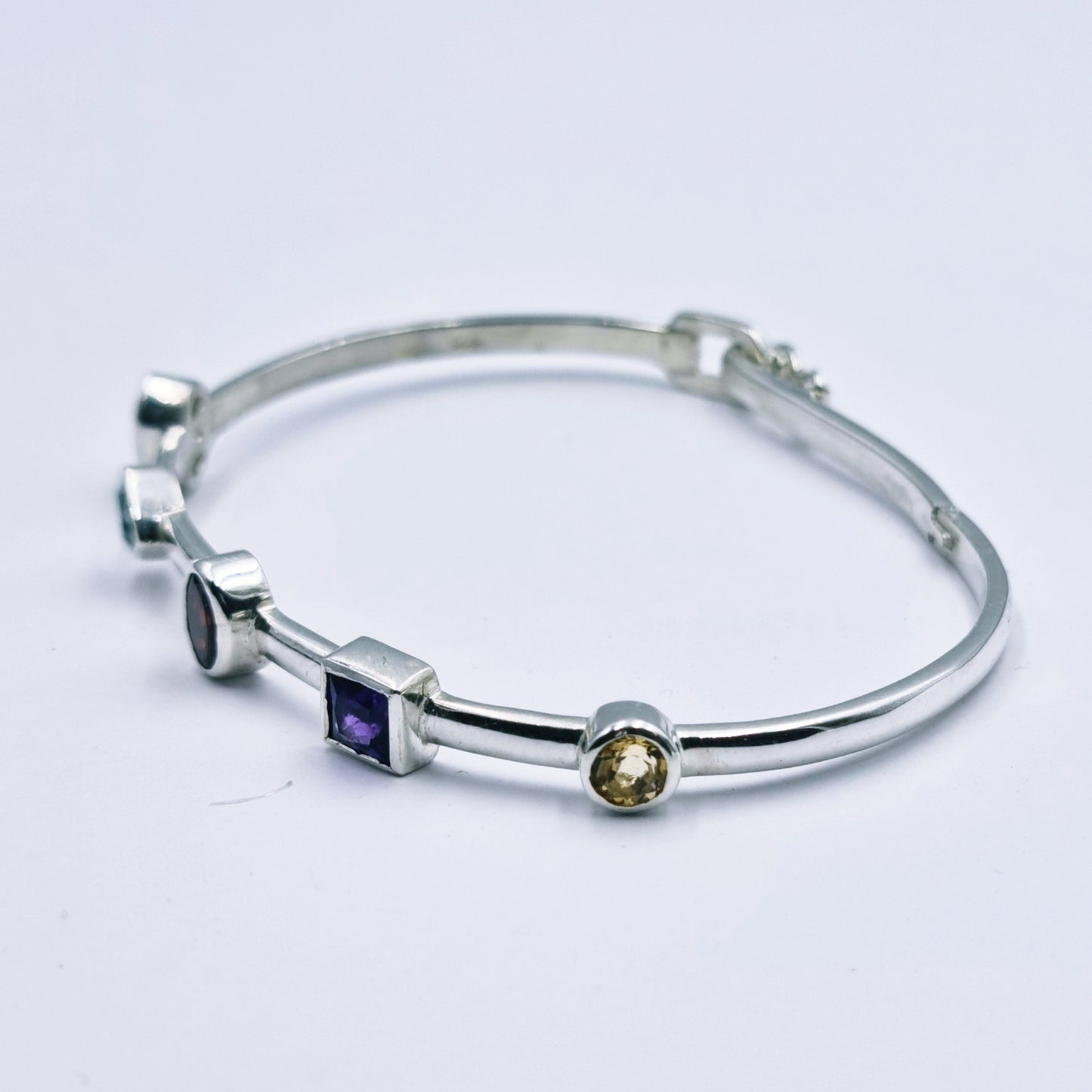 Sterling Silver Multi-Gemstone Bangle